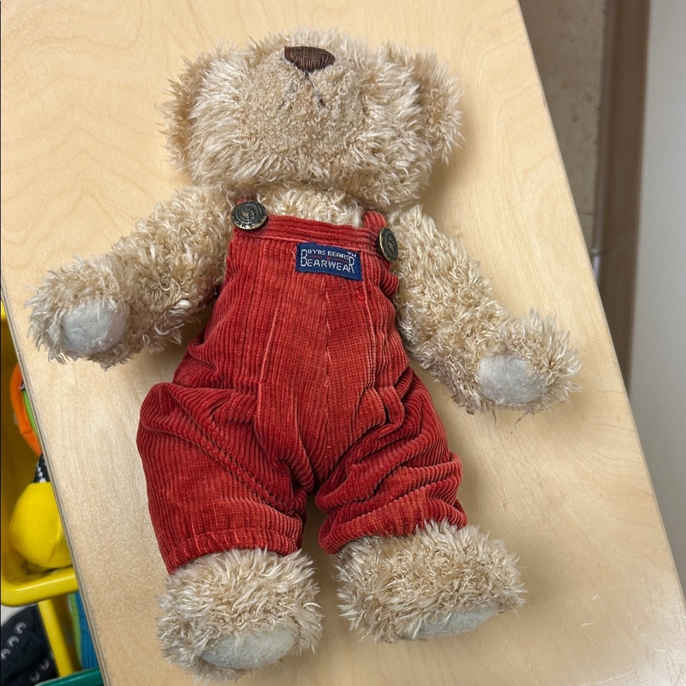 Red Corduroy Overalls Teddy Bear